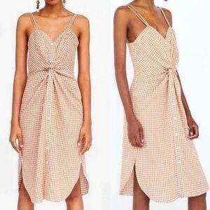 Zara Gingham Summer Midi Dress